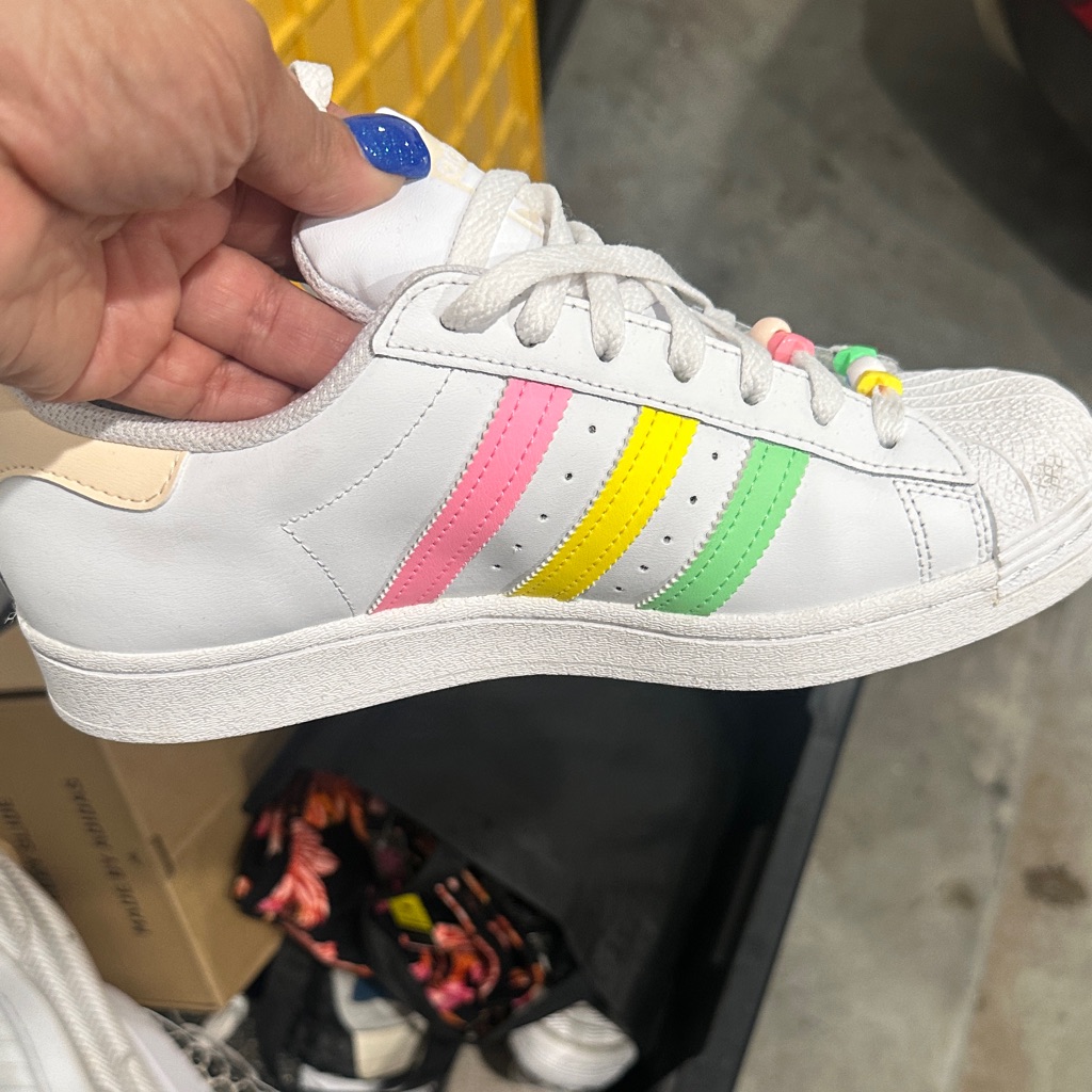 Adidas White Sneakers With Vibrant Stripes